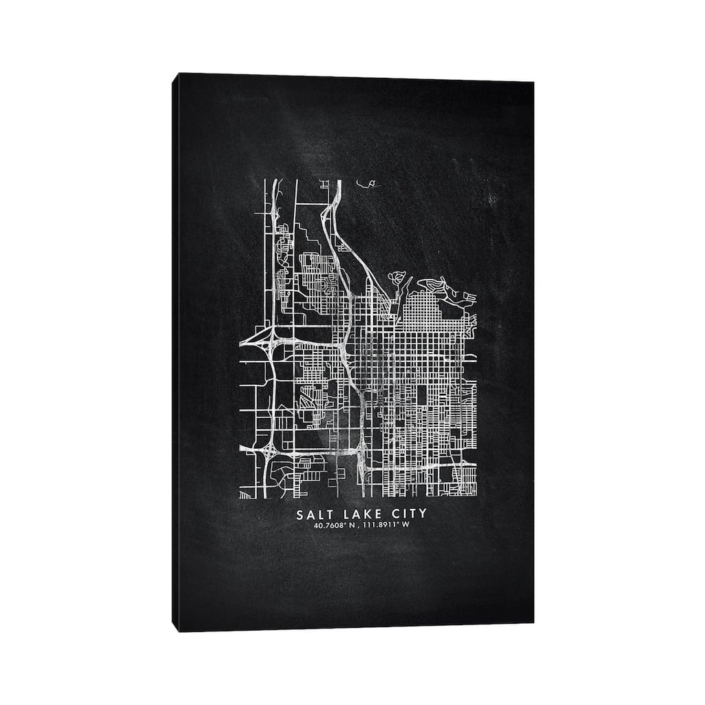 iCanvas "Salt Lake City Map Chalkboard Style" by WallDecorAddict Canvas Print