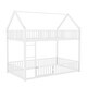 preview thumbnail 18 of 18, Twin Over Twin Metal Floor Bunk Bed with Safety Guardrails and Roof Design for Kids, House Shaped Bunk Bed Frame