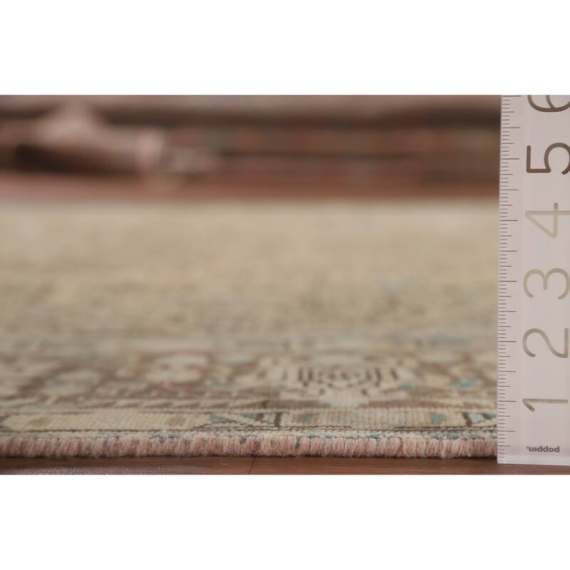 Geometric Tabriz Distressed Persian Rug Hand-knotted Wool Carpet - 6'7" x 9'0"