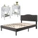 preview thumbnail 19 of 35, Taomika 3-Pieces Tufted Upholstered Platform Bed and Nightstands Set