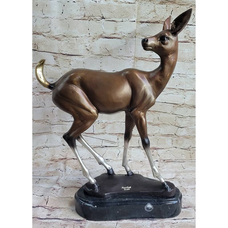 Deer Doe Bronze Sculpture Statue Limited Edition Numbered Signed Art Decor