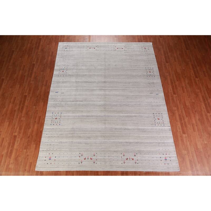 Gabbeh Indian Area Rug Handmade Living Room Silk Carpet - 8'11" x 11'7"