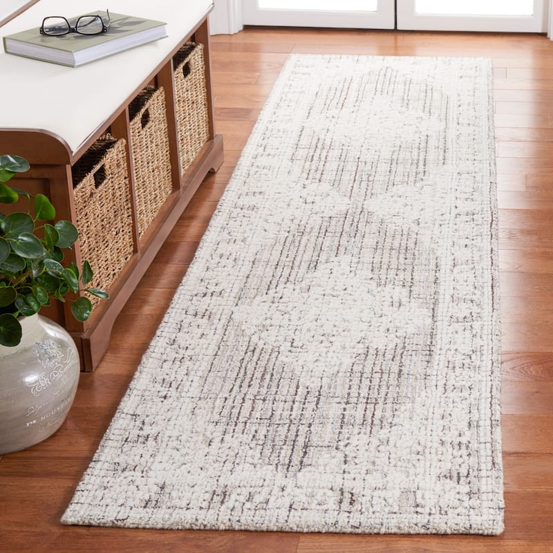 SAFAVIEH Handmade Ebony Fridny Modern Wool Rug - 2'3" x 9' Runner - Brown/Ivory