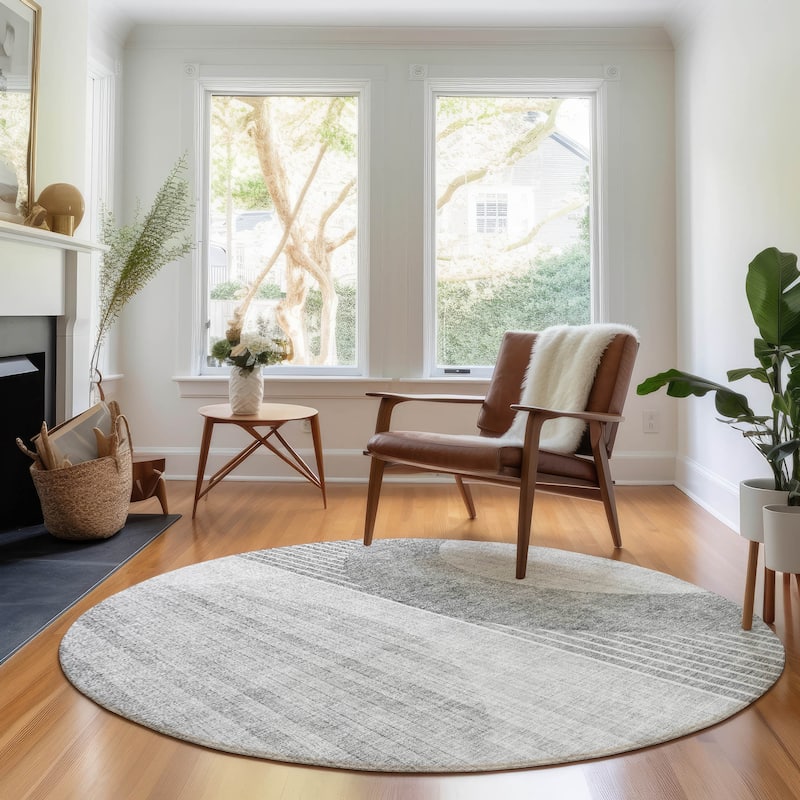 Premium Washable Super Soft Modern Gatsby Mayfield Rug - Gray - 8' x 8' - Round