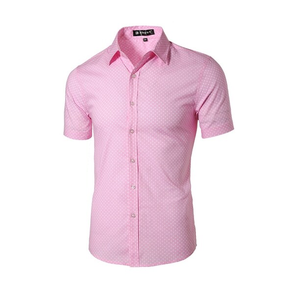 Men's pink dress shirt short sleeve clearance