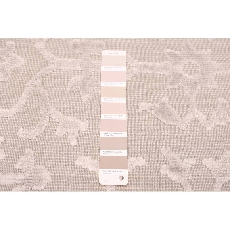 ECARPETGALLERY Hand Loomed Elysian Light Grey Viscose, Wool Rug - 9'11 x 13'5