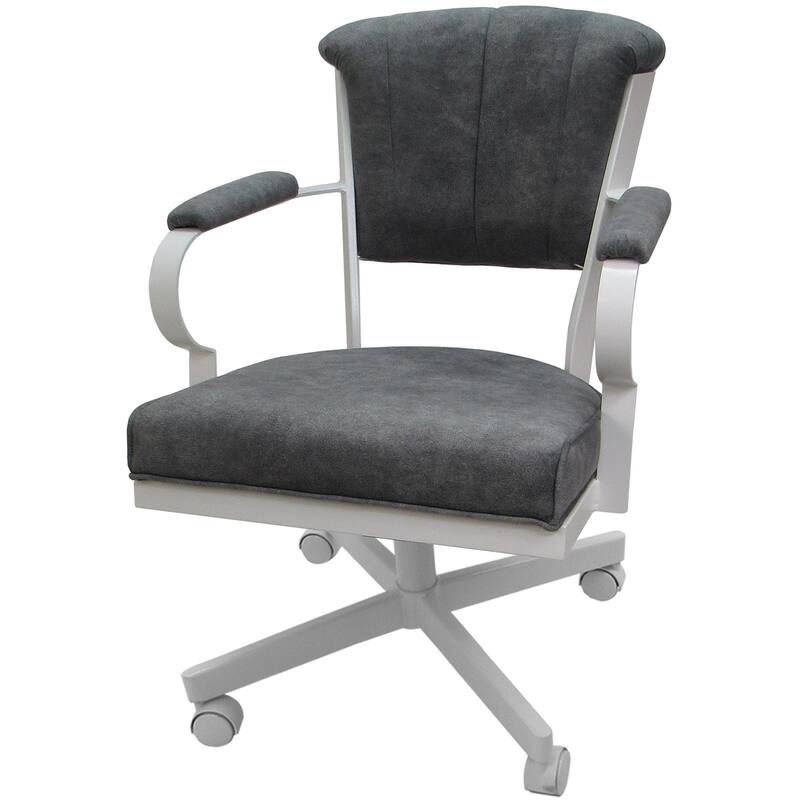 Miami Swivel Metal Caster Chair on Reading Base - 18" High Seat - Outlier Charcoal - White