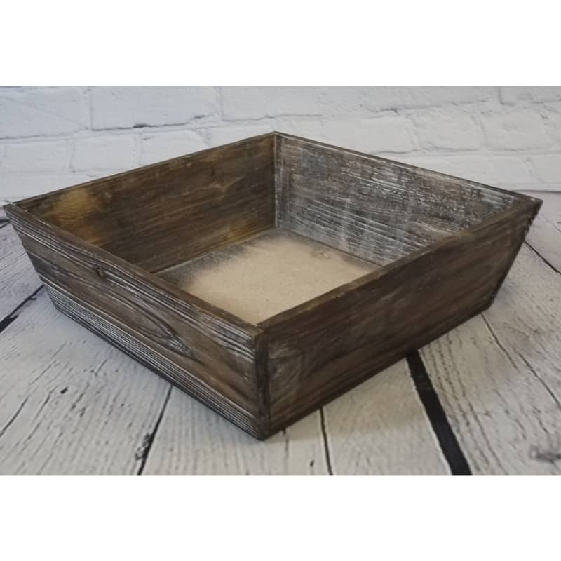 Stained brown washed wood tray
