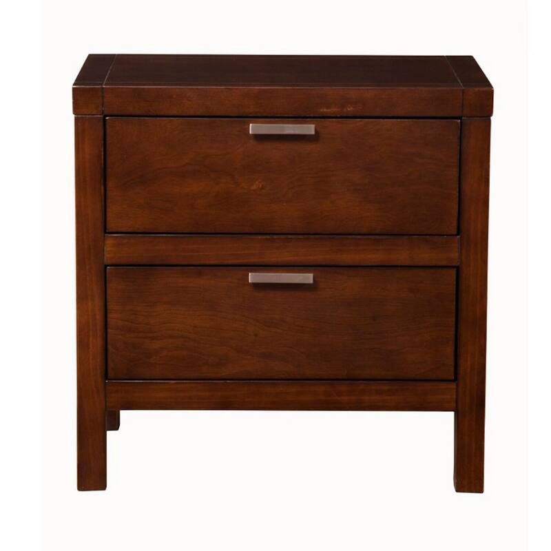 Brown 2 Drawer 24 in. W Nightstand with Sturdy Hardware and Ample Storage