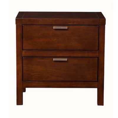 Brown 2 Drawer 24 in. W Nightstand with Sturdy Hardware and Ample Storage