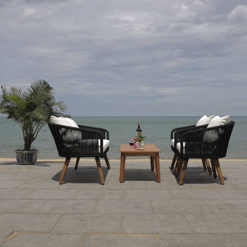 SAFAVIEH Outdoor Tobia 4-Piece Patio Conversation Set - 55W x 30D x 28H