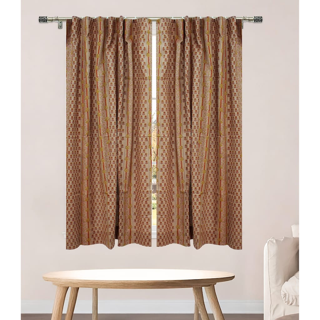Fabdivine Handmade Block Print Floral Curtain for Living Room & Bedroom Window Décor, Anamika