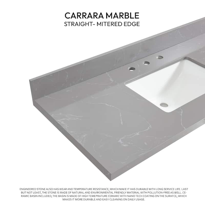 Jaen Composite Stone Vanity Top with White Rectangular Sink
