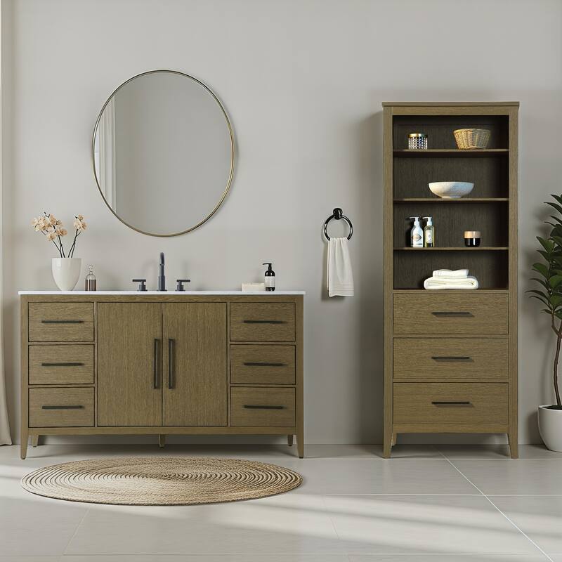 Laura 16-28 Inch Open Shelving Bath Storage Cabinet