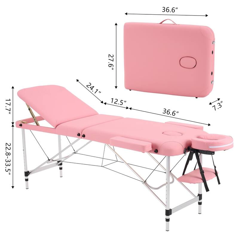 3 Folding Portable Massage Table Professional Aluminum Alloy