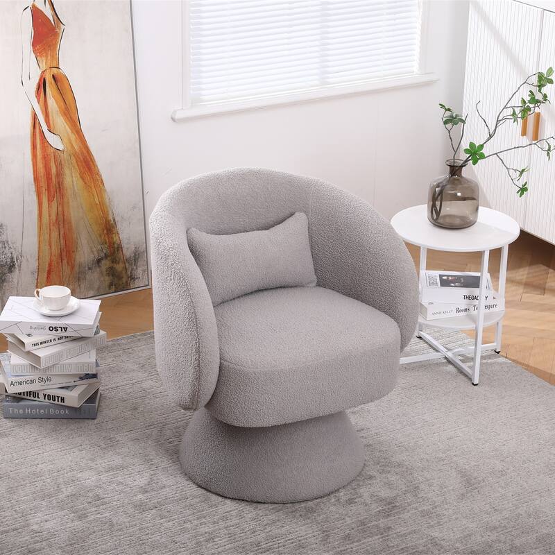 Round Fabric Swivel Accent Chair