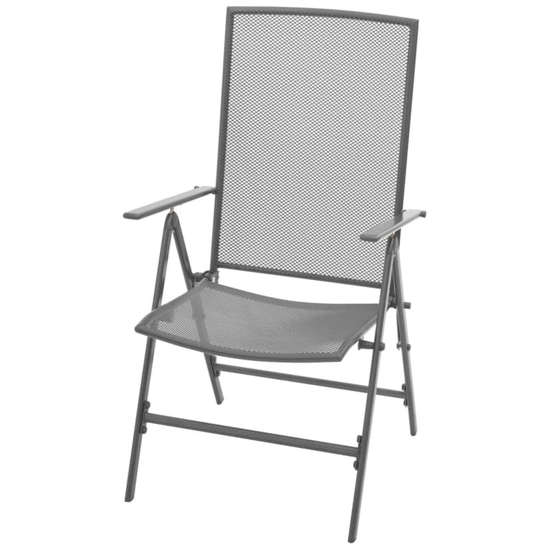 5pc Patio Dining Table Set with 4 Chairs, Square Table, Gray Metal