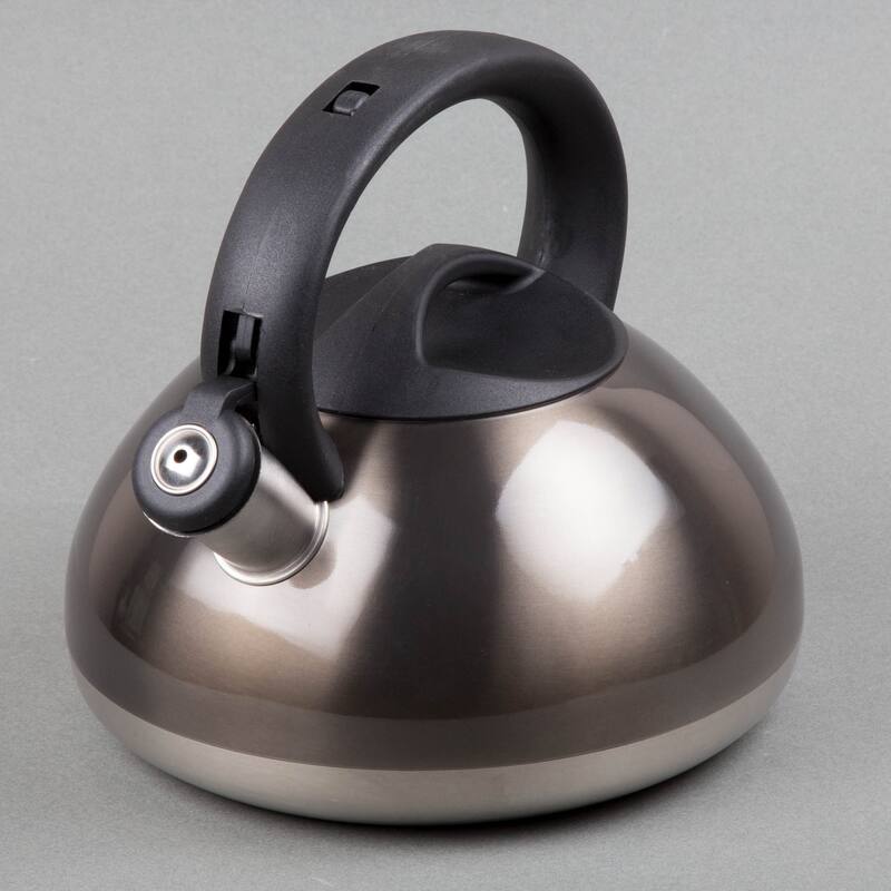 Creative Home Sphere 3.0 Quart Stainless Steel Whistling Tea Kettle, Metallic Smoke Color
