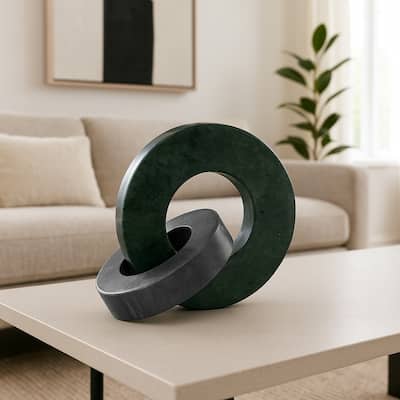 Marble Decorative Object Contemporary Interlocking Ring Sculpture