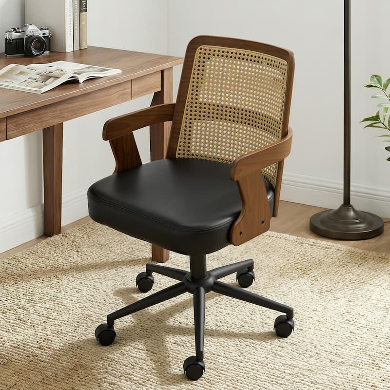 Swivel Home Office Chair Adjustable Height Desk Chair with Wheels and Armrests - 32.7"-36.6"H x 19.9"W x 22.8"D