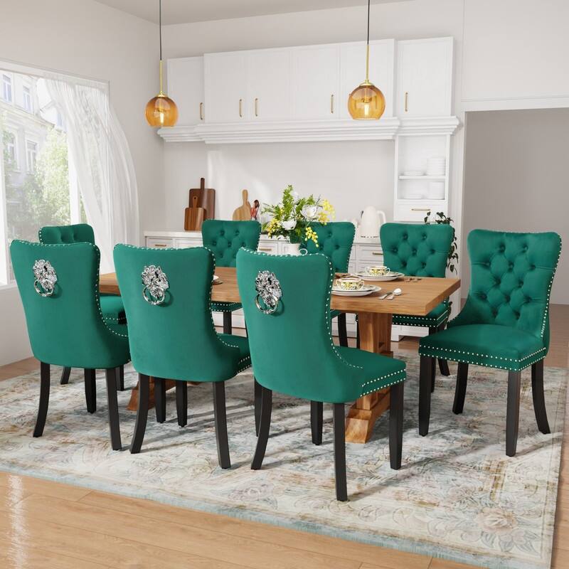 Tufted Naliheads Solid Wood Upholstered Dining Chairs (Set of 4)