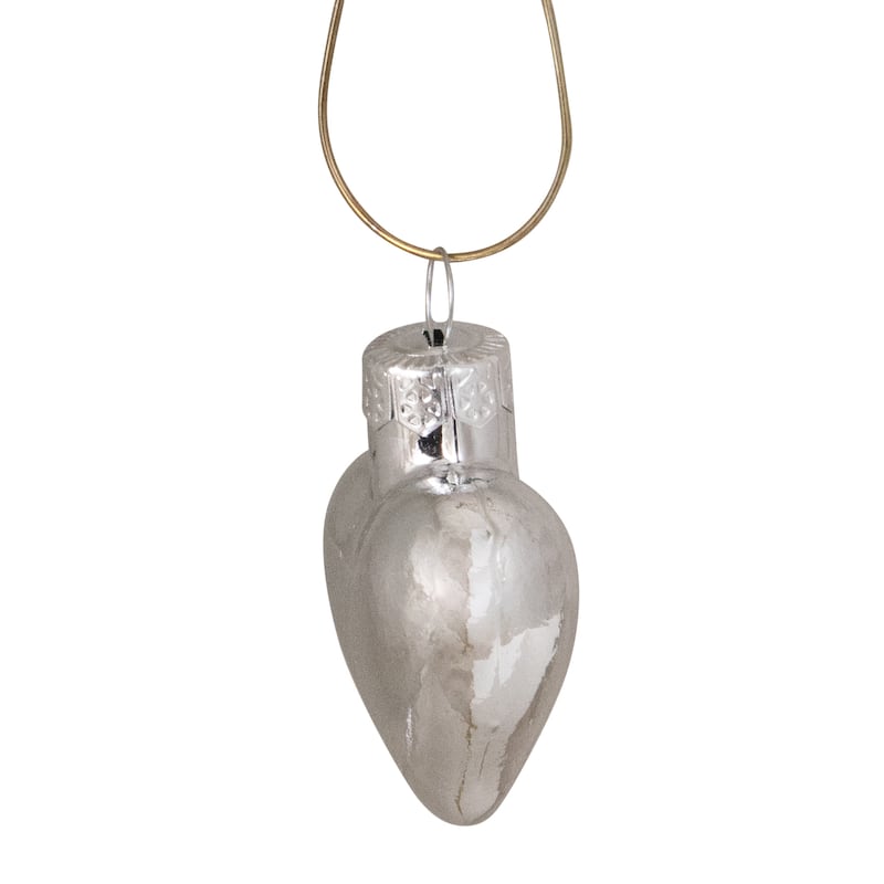 Shiny Finish Glass Heart Christmas Ornaments 1.5" (40Mm) Silver 56Ct