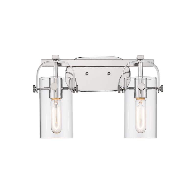 Innovations Lighting 423-2W-10-15 Pilaster II Cylinder Vanity Pilaster - Polished Chrome / Clear