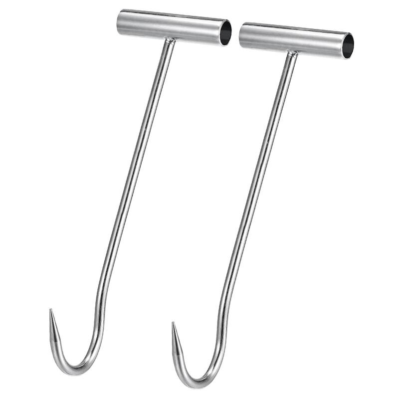 T-Handle Meat Boning Hooks, Stainless Steel T Hooks for Kitchen - Silver Tone