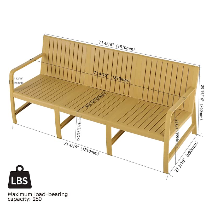 5-Piece Set - 3-Seater Sofa,2 Chairs & 2 Coffee Tables Waterproof PP Material- Easy Assembly Patio Conversation Set