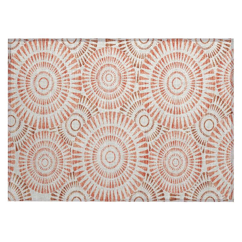 Machine Washable Indoor/ Outdoor Chantille Contemporary Burst Rug