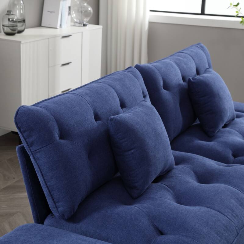 Modern upholstered loveseat couches with metal feet - N/A