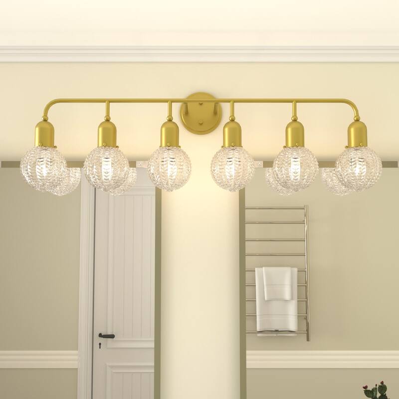 Modern Glam 6-light Bathroom Vanity Light with Crystal Shade - 44 inches