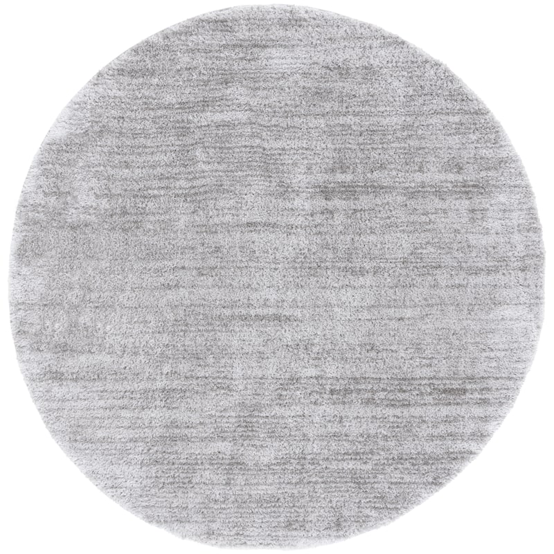 SAFAVIEH Tahoe Shag Yaprak Abstract 1.2-inch Thick Rug - 6'7" Round - Grey/Dark Grey - Round