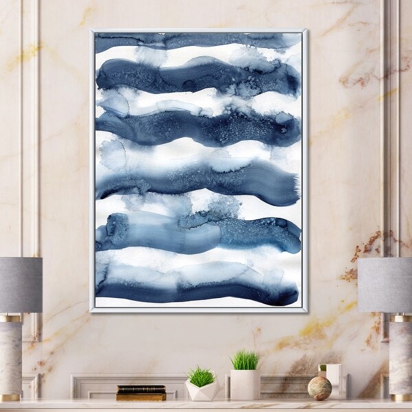 Designart 'Abstract Classic Blue Waves' Modern Framed Canvas Wall Art Print. Opens flyout.