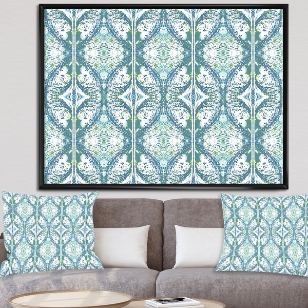 Designart 'Embossed Teal Pattern V' Mid-Century Modern Premium Framed Canvas Wall Art. Opens flyout.