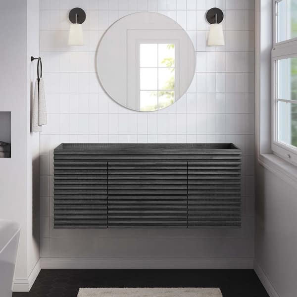 slide 2 of 53, Render 48" Single Sink Compatible (Not Included) Bathroom Vanity Cabinet Charcoal