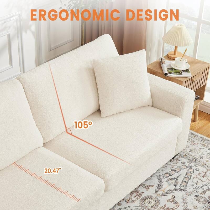 83'' Loveseat Couch, Comfy Teddy Velvet Sofa with Deep Seats, Modern Cloud Couch for Living Room