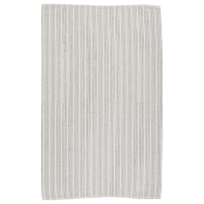 Janelle Indoor/ Outdoor Striped Light Gray/ Ivory Area Rug