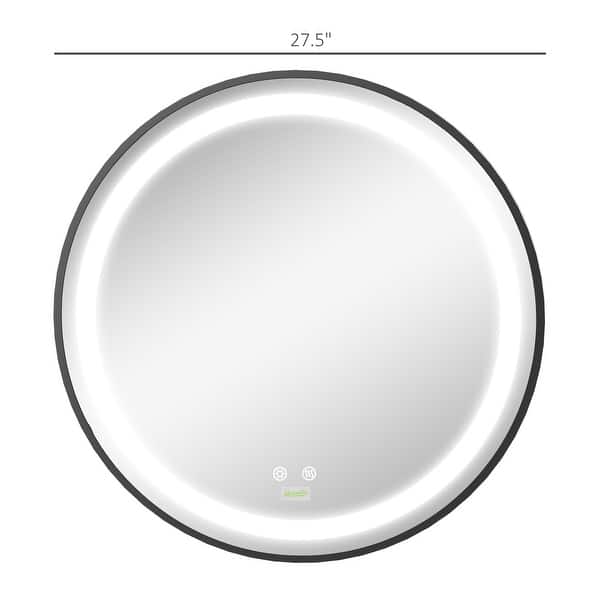 kleankin 28-Inch Round LED Bathroom Mirror, Dimmable Lighted Wall ...
