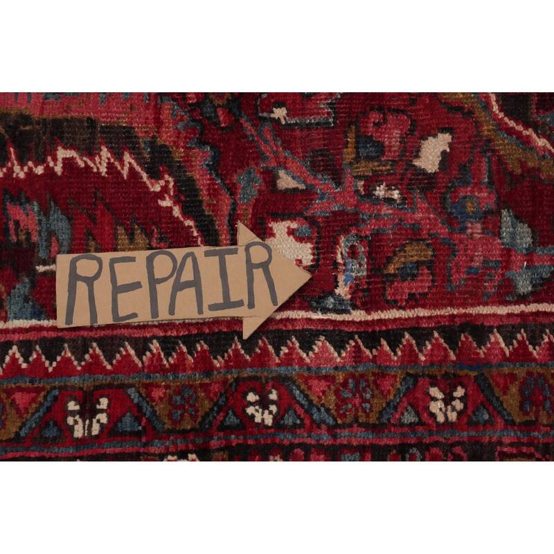 Hand Knotted Oriental 100% Wool Carpet Traditional Floral Red Heriz Area Rug - 11' 6'' X 8' 9''