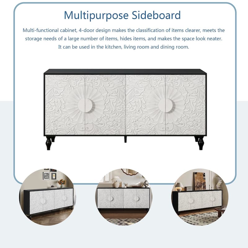 62.99''W Modern Sideboard Storage Cabinet with 4-Door
