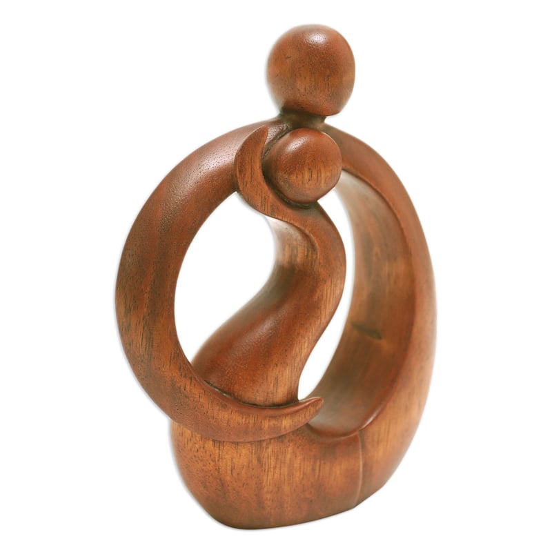 Novica Handmade Sons Happiness Wood Sculpture