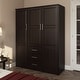 preview thumbnail 10 of 38, Palace Imports 100% Solid Wood Cosmo 3-Door Wardrobe Armoire with Solid Wood or Mirrored Doors Java-Raised Panel