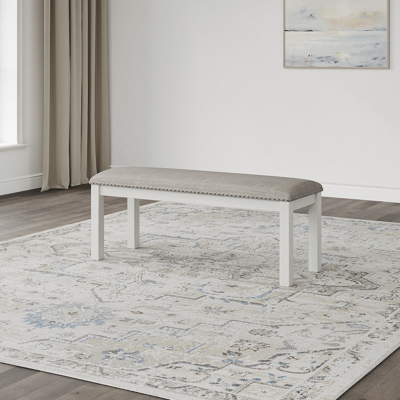 Signature Design by Ashley Robbinsdale Antique White/Gray Large Upholstered Dining Bench - 48.75" W x 17.25" D x 19.25" H