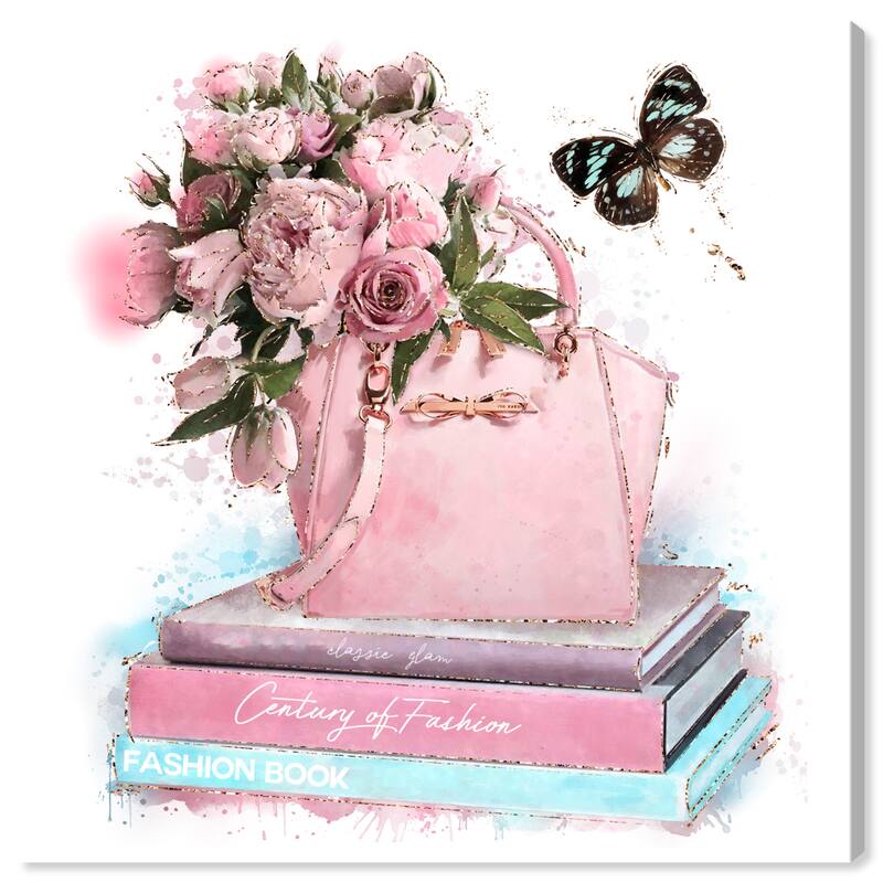 Wynwood Studio Canvas Fashion and Glam Pink Fashion Books Pink and Pastel Pink Glam Wall Art Canvas Print