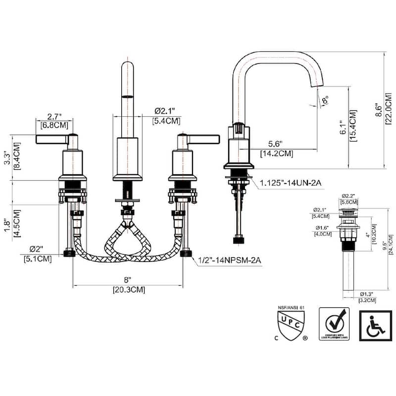 Ultra Faucets Kree Collection Two-Handle Widespread Lavatory Faucet