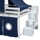 preview thumbnail 20 of 18, Impression Full Size Playhouse Inspired Bunk Bed with Slide Pink Tent and Tower, Sturdy Construction & Unique Design, Blue