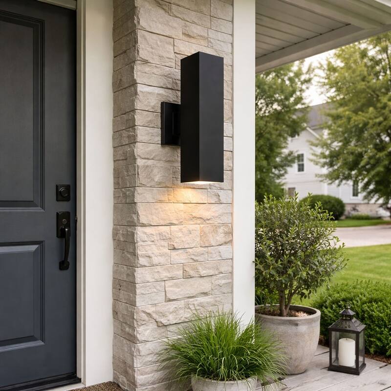 LED Array Outdoor Wall Sconce in Black Finish - 15"H x 8.5"W x 6"D