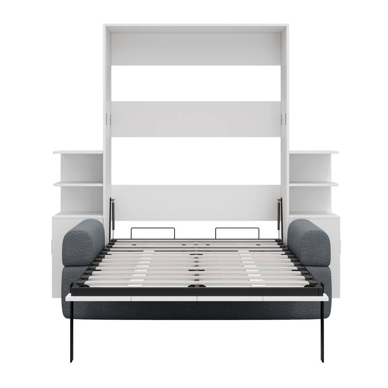 Queen Murphy Wall Bed with Sofa and Storage Towers by Harper&Bright Designs
