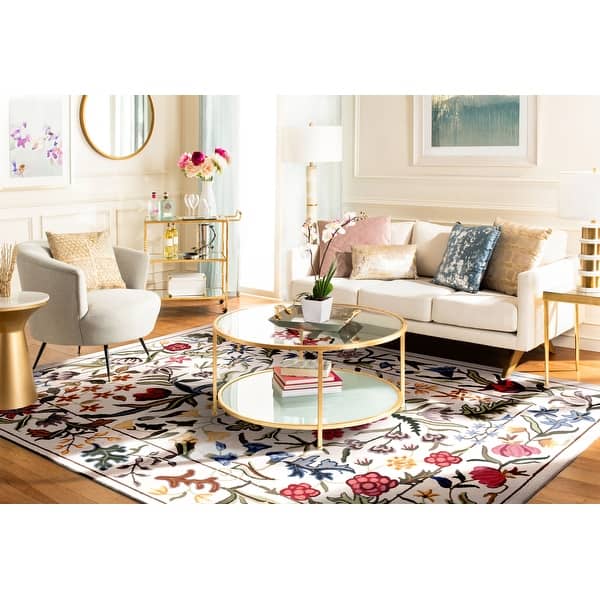 Handmade Chelsea Vukosava Oriental Wool Rug - 2' x 3' - Ivory/Green - Rectangle